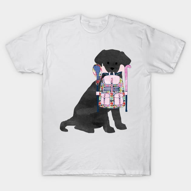 Black Lab Back To School Field Hockey Lacrosse Dog T-Shirt by emrdesigns